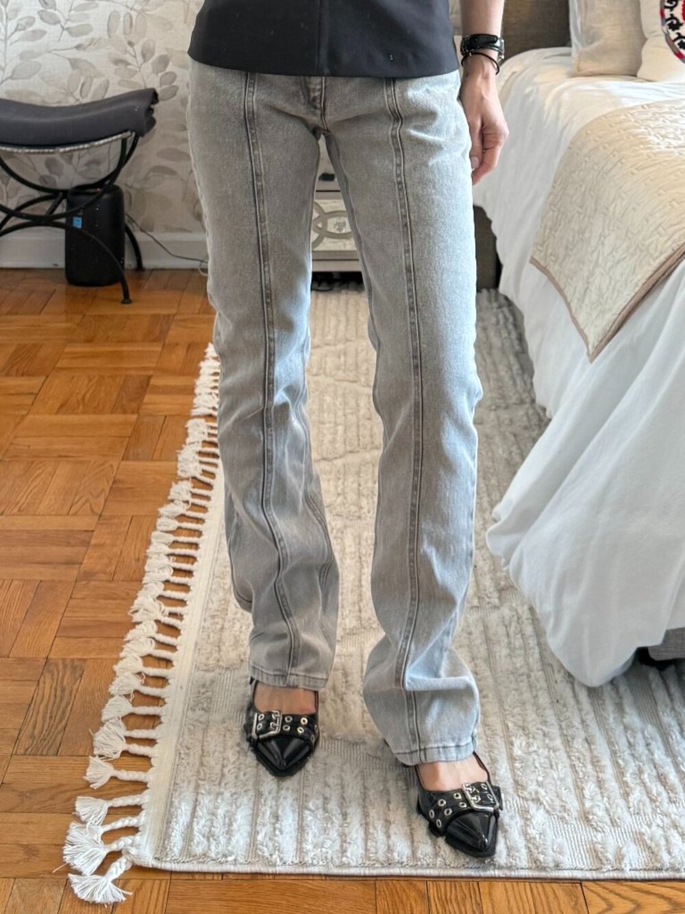 ISABEL MARANT VOKAYAE STRAIGHT LEG JEANS IN LIGHT GREY SIZE EU 36 / US 4 - Picture 2 of 9